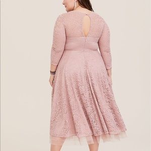 Special Occasion Blush Lace Midi Dress